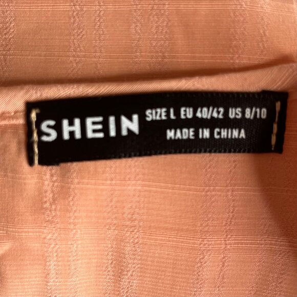 Shein Blouse Top Shirt Womens Large Orange Casual Summer - Picture 7 of 9